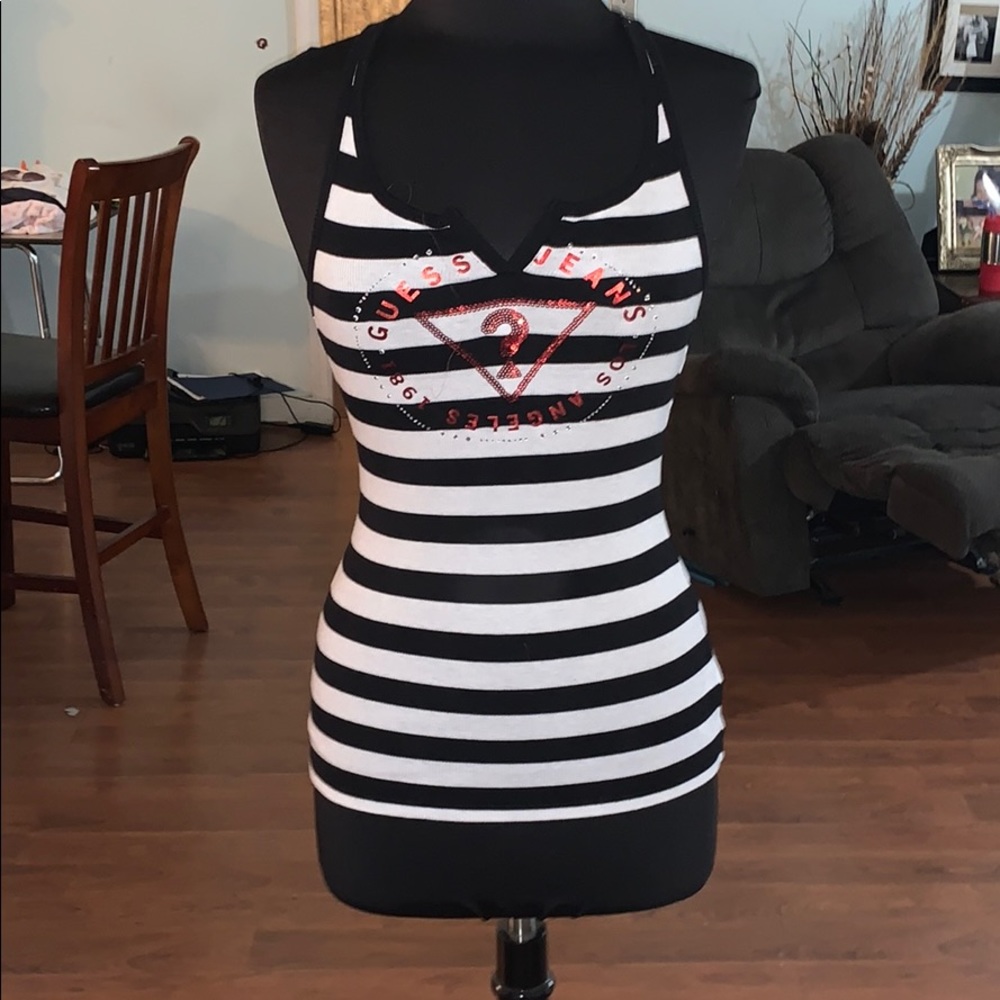 Black and white striped tank top